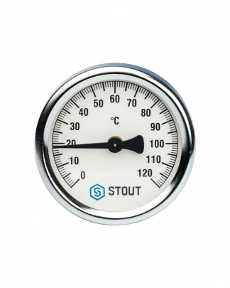 STOUT Термометр биметаллический с погружной гильзой. Корпус Ø 63 мм, гильза 50 мм 1/2"120С