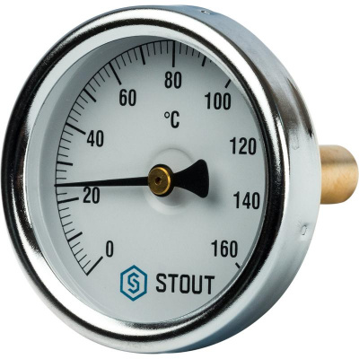 STOUT Термометр биметаллический с погружной гильзой .Корпус Ø 63 мм, гильза 50 мм 1/ 2" 160С