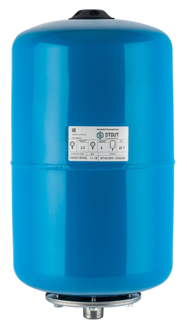 STOUT Расширительный бак, гидроаккумулятор  20 л. вертикальный (синий)