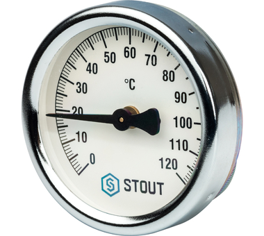 STOUT Термометр биметаллический накладной с пружиной .Корпус Dn 63мм, 0...120*С,1"-2"