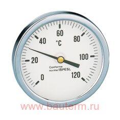 Термометр D80 мм L45мм гориз.1/2"CALEFFI(0-120)