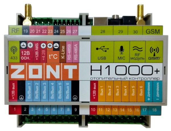 Универсальный контроллер систем отопления расширенный ZONT H-1000 Plus