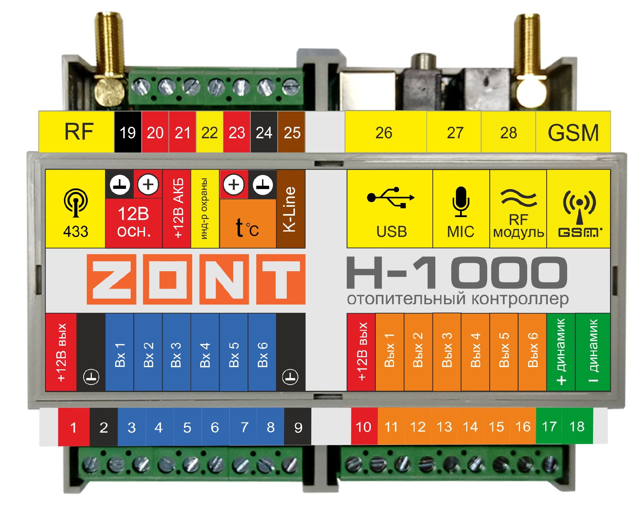 Универсальный контроллер систем отопления 6 выходов ZONT H-1000 (721)